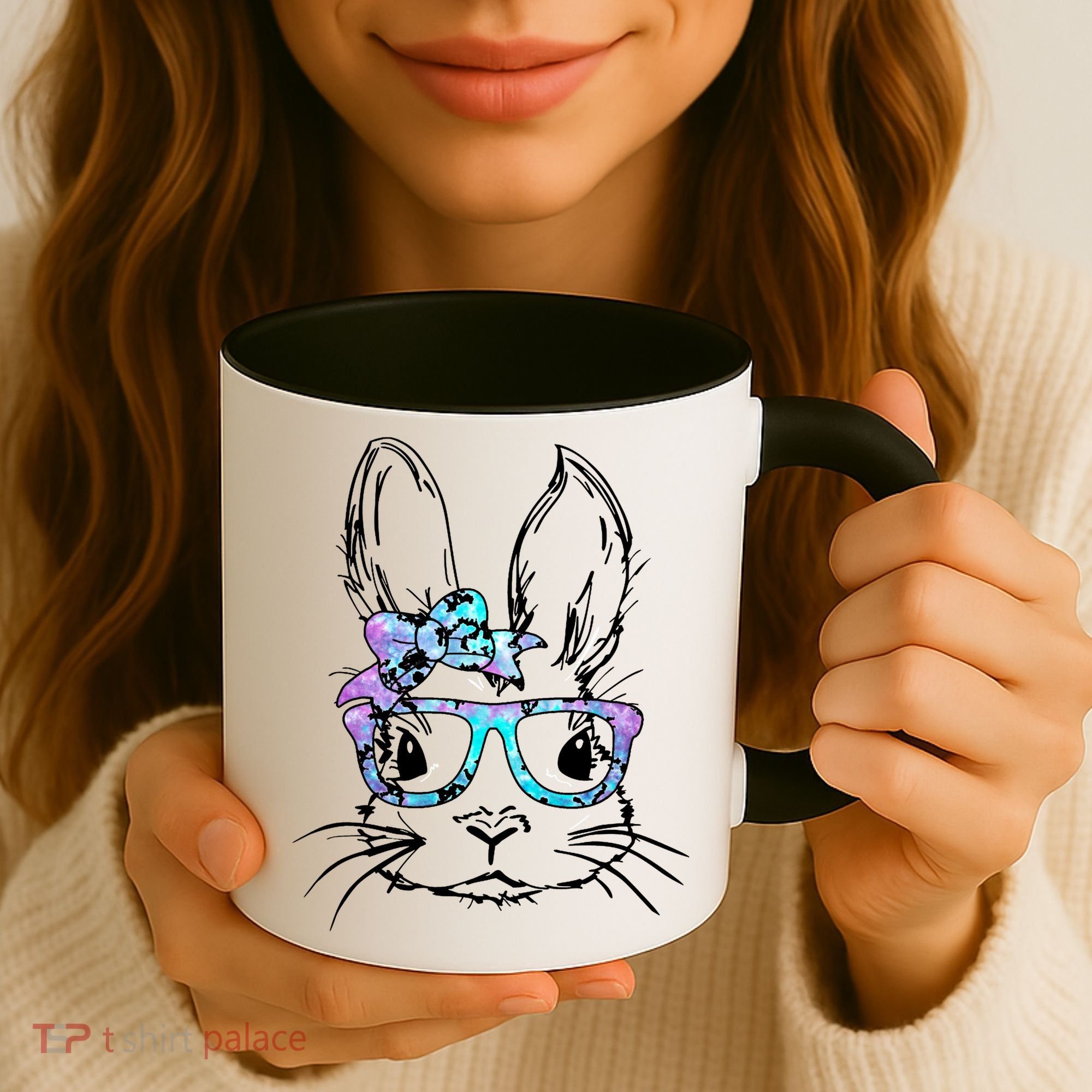 Hipster Easter Bunny Floral Coffee Mug