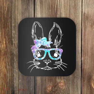 Hipster Easter Bunny Floral Coaster