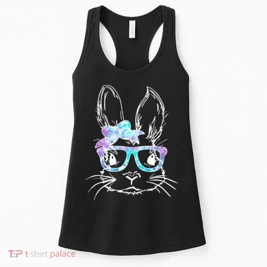 Hipster Easter Bunny Floral Women's Tank Top
