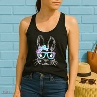 Hipster Easter Bunny Floral Women's Tank Top thumb 2