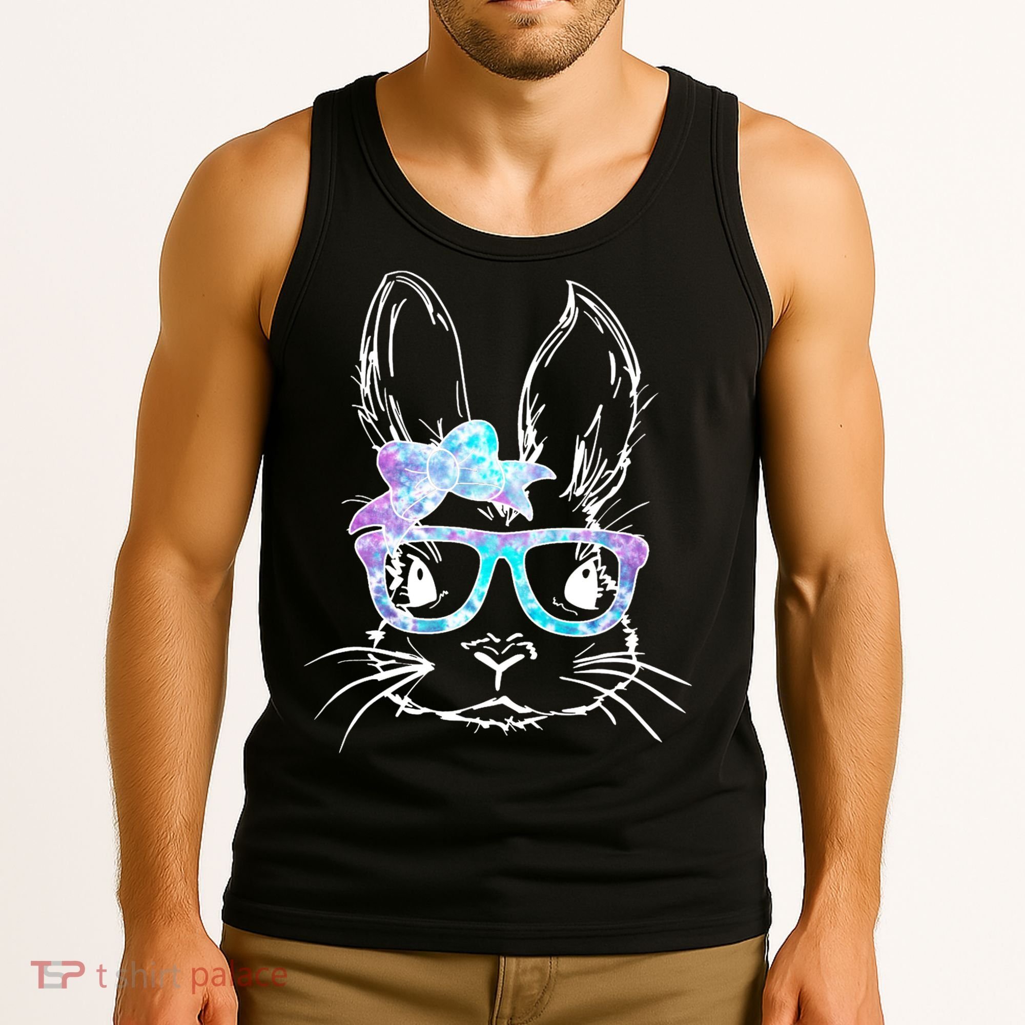 Hipster Easter Bunny Floral Tank Top