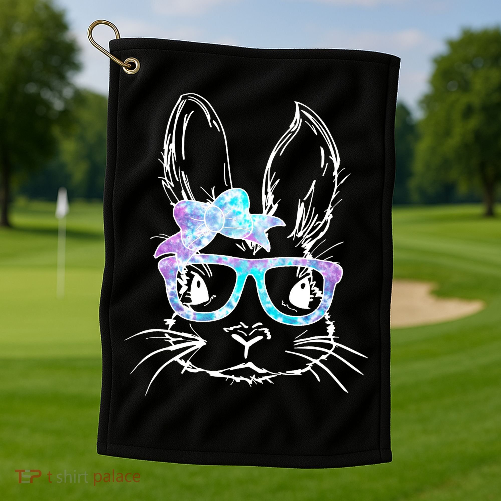 Hipster Easter Bunny Floral Golf Towel