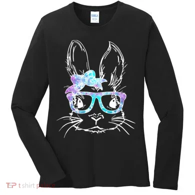 Hipster Easter Bunny Floral Women's Long Sleeve Shirt