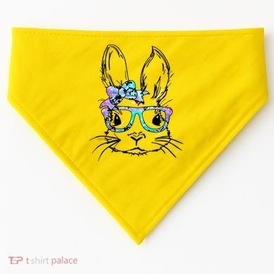 Hipster Easter Bunny Floral USA-Made Doggie Bandana