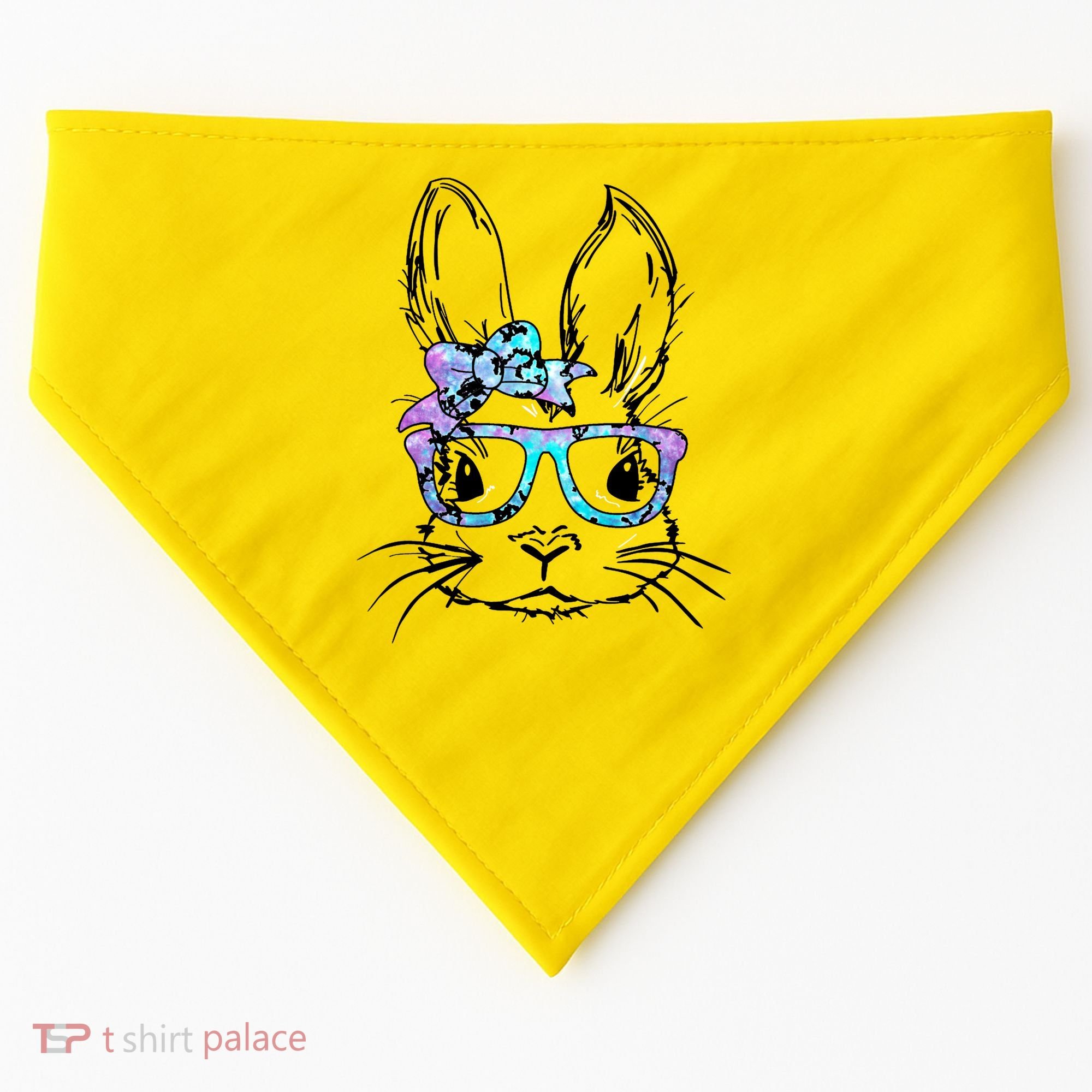 Hipster Easter Bunny Floral USA-Made Doggie Bandana