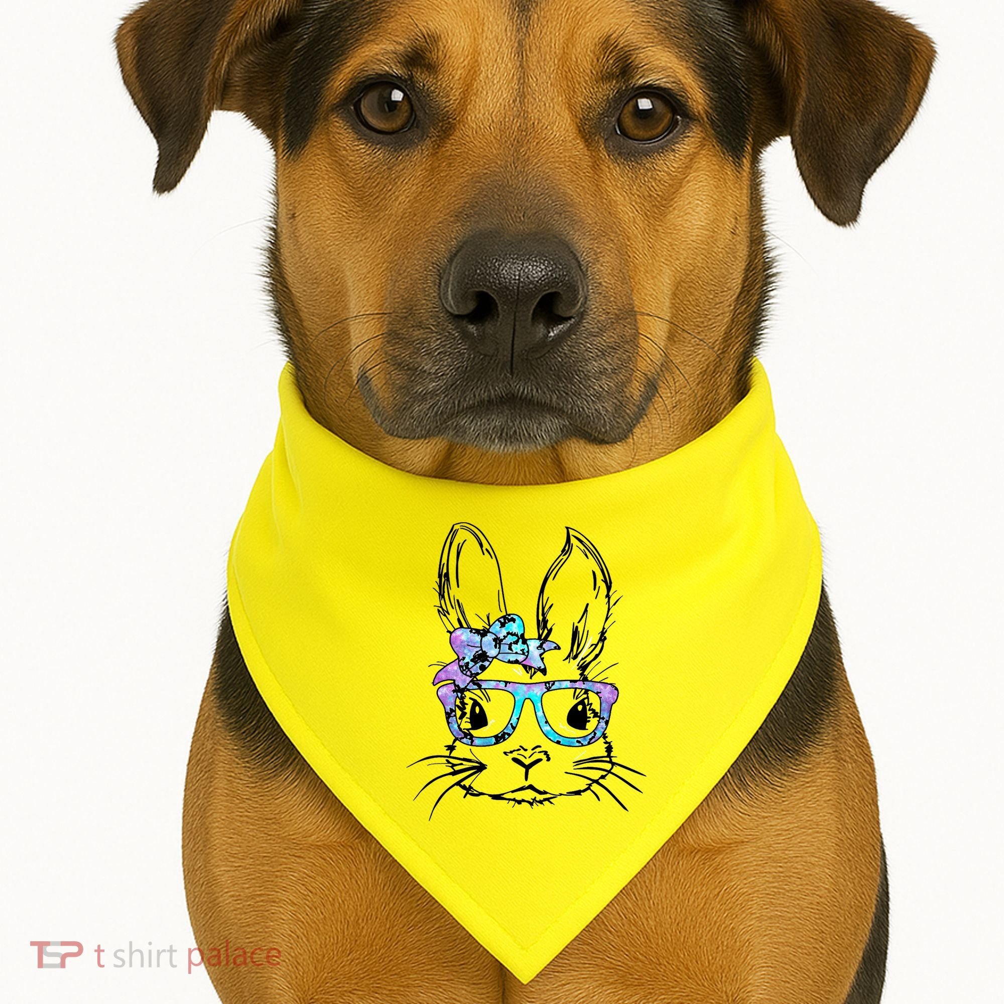 Hipster Easter Bunny Floral USA-Made Doggie Bandana