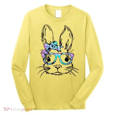 Hipster Easter Bunny Floral Long Sleeve Shirt
