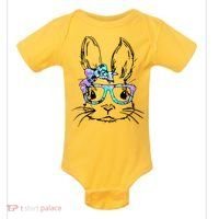 Hipster Easter Bunny Floral Baby Bodysuit thumb 0