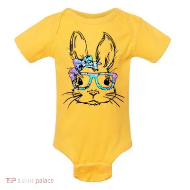Hipster Easter Bunny Floral Baby Bodysuit