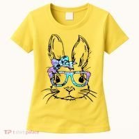 Hipster Easter Bunny Floral Women's T-Shirt thumb 0