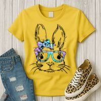 Hipster Easter Bunny Floral Women's T-Shirt thumb 3