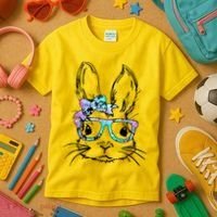 Hipster Easter Bunny Floral Kids T-Shirt thumb 3