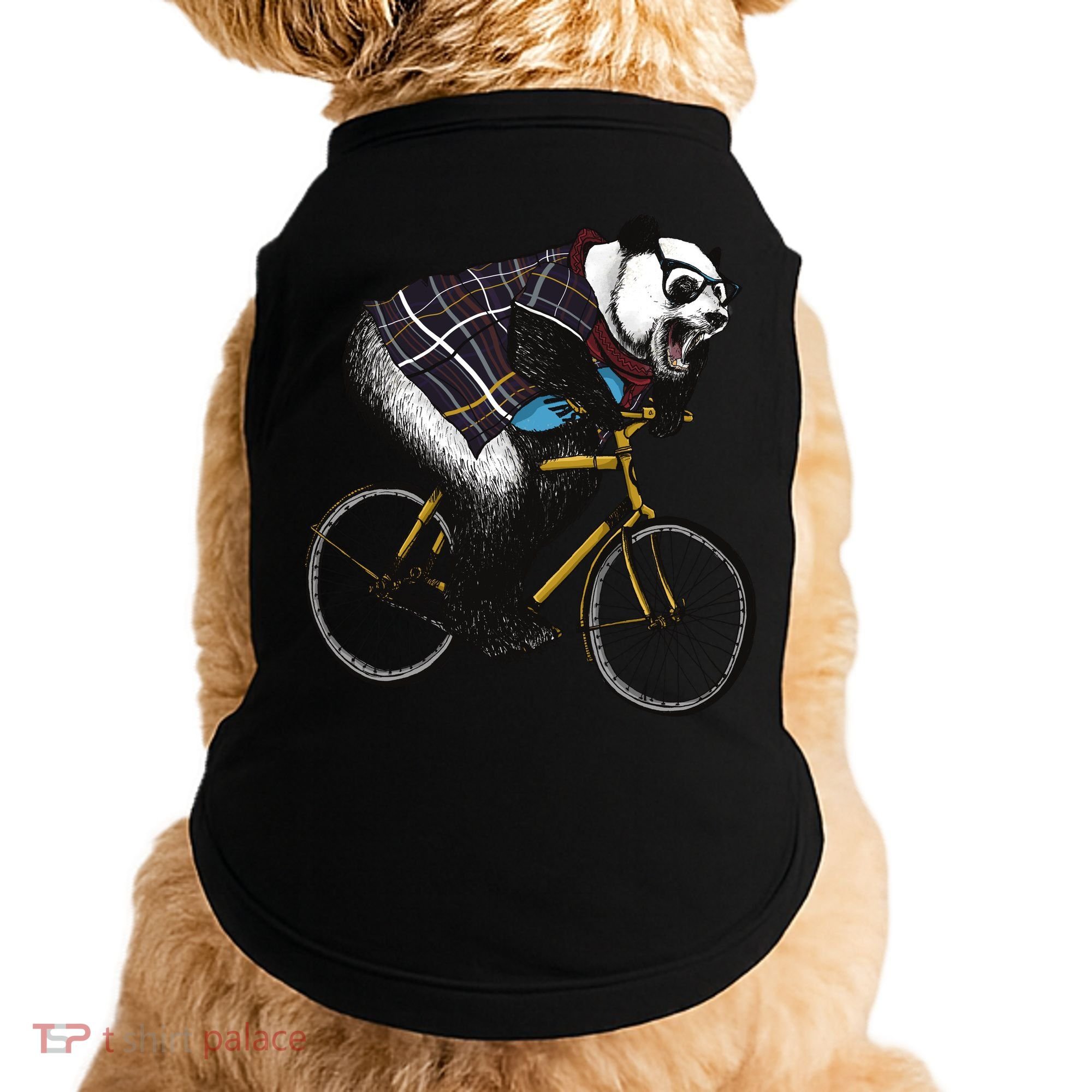 Hipster Panda Riding Bicycle Doggie Tank