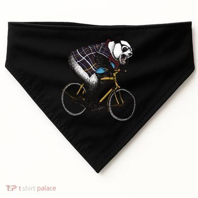 Hipster Panda Riding Bicycle USA-Made Doggie Bandana
