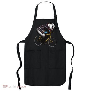 Hipster Panda Riding Bicycle Apron