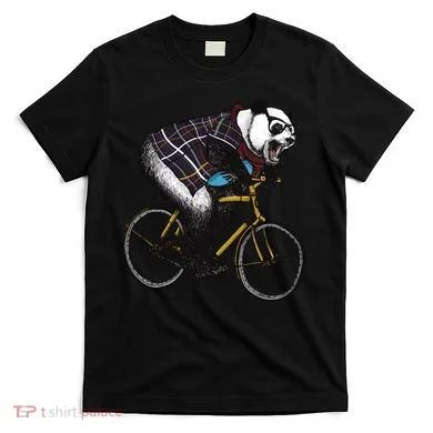 Hipster Panda Riding Bicycle T-Shirt