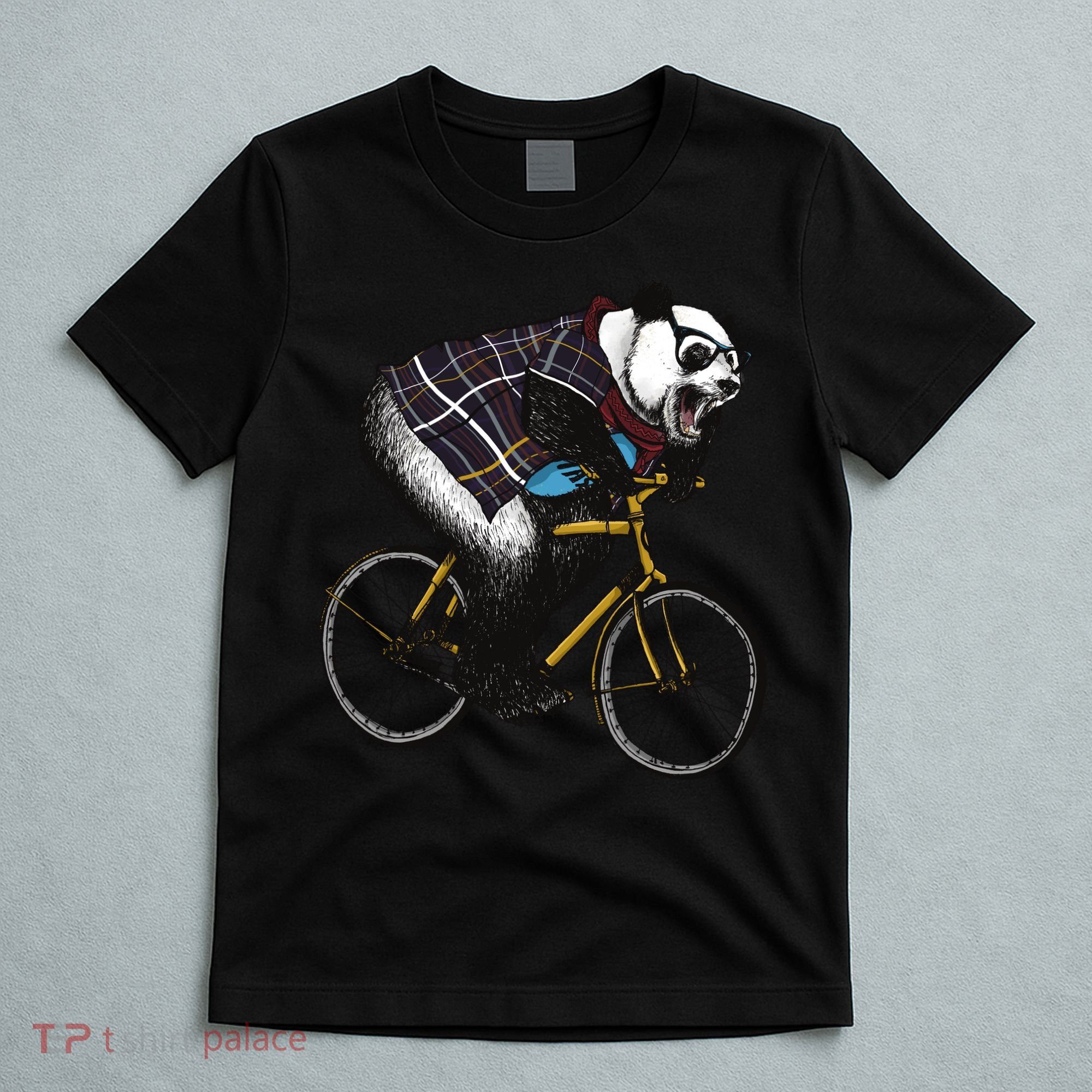 Hipster Panda Riding Bicycle T-Shirt