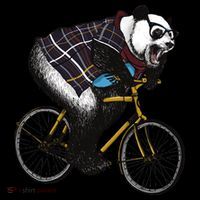 Hipster Panda Riding Bicycle Button thumb 1