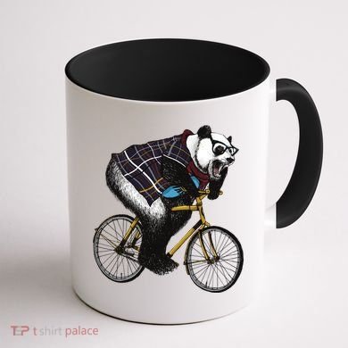 Hipster Panda Riding Bicycle Coffee Mug back