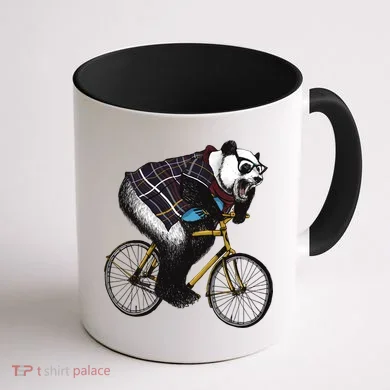 Hipster Panda Riding Bicycle Coffee Mug back