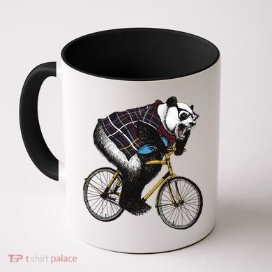 Hipster Panda Riding Bicycle Coffee Mug