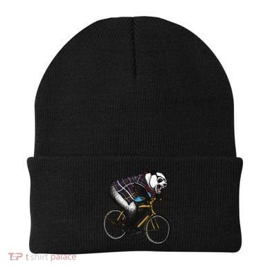 Hipster Panda Riding Bicycle Beanie