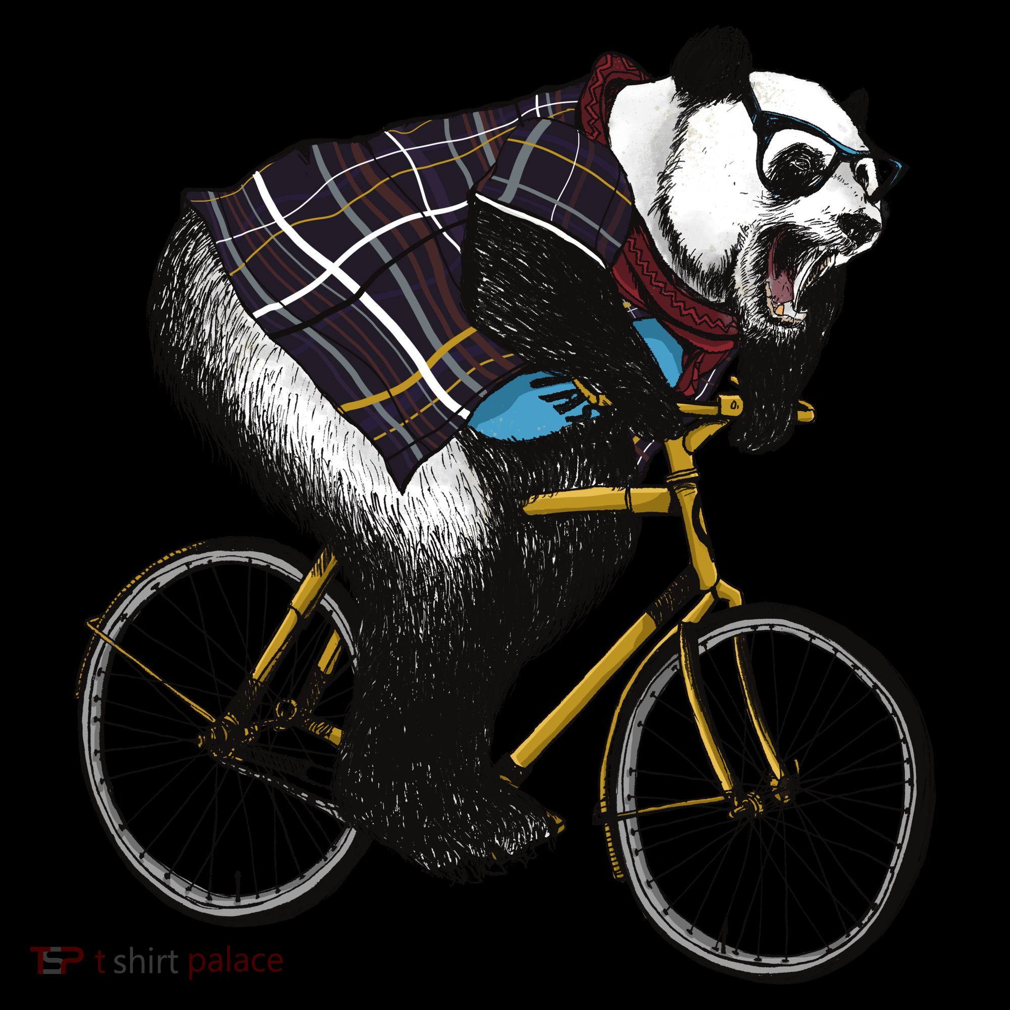 Hipster Panda Riding Bicycle Coaster