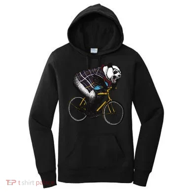 Hipster Panda Riding Bicycle Women's Hoodie