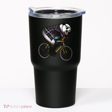 Hipster Panda Riding Bicycle Tumbler