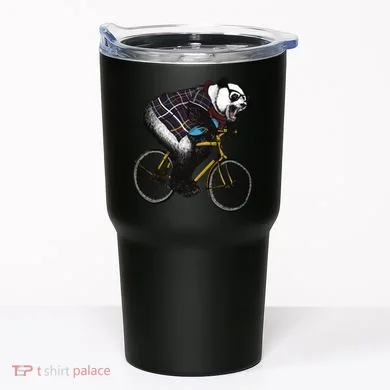 Hipster Panda Riding Bicycle Tumbler