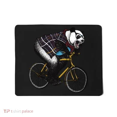 Hipster Panda Riding Bicycle Mousepad