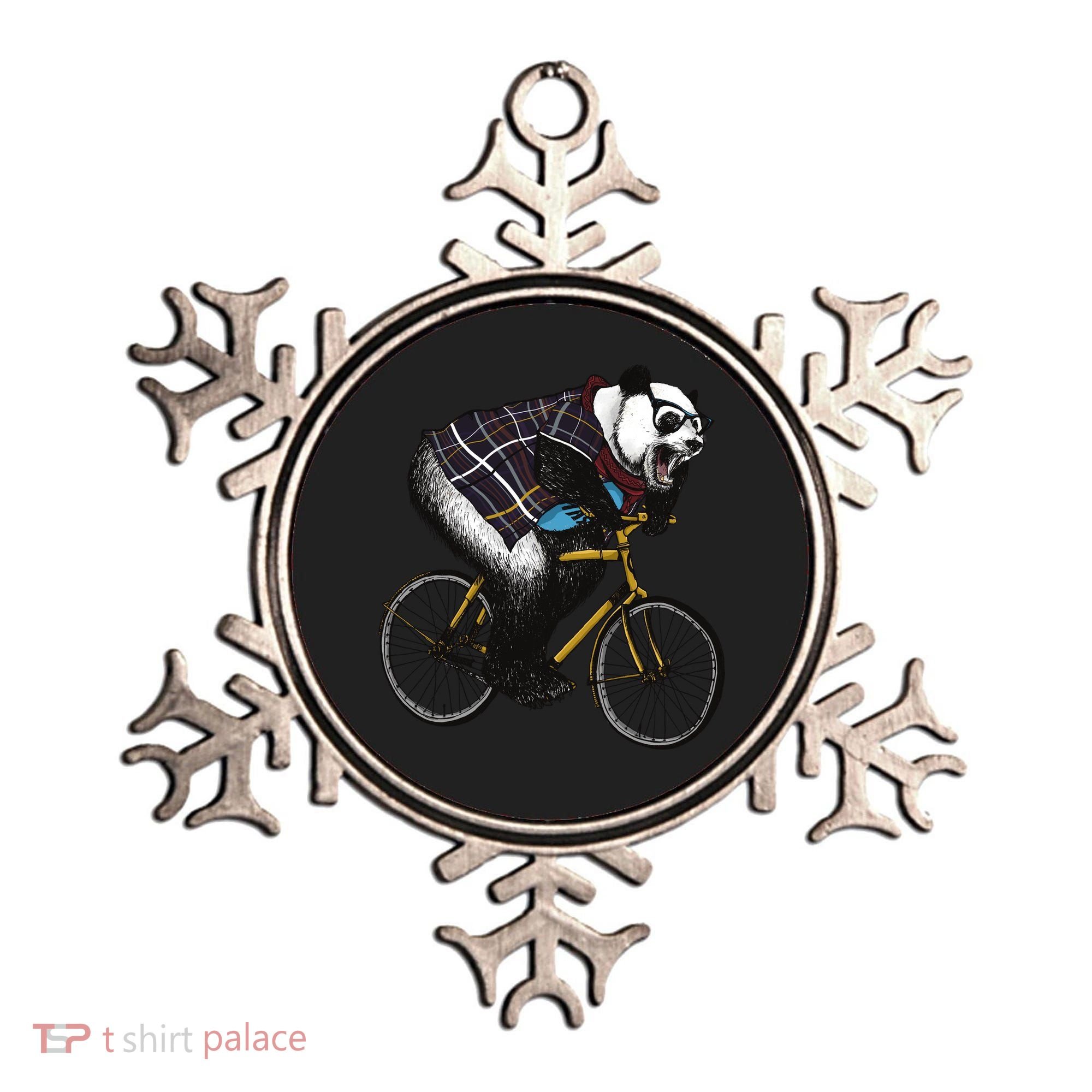 Hipster Panda Riding Bicycle Ornament