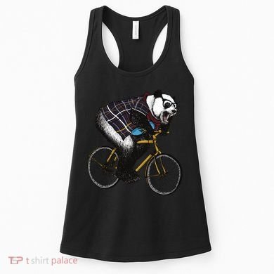 Hipster Panda Riding Bicycle Women's Tank Top