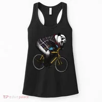 Hipster Panda Riding Bicycle Women's Tank Top thumb 0