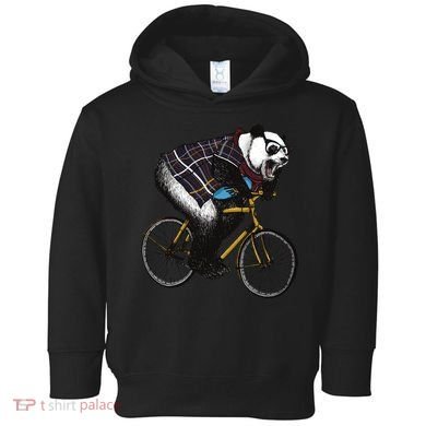 Hipster Panda Riding Bicycle Toddler Hoodie