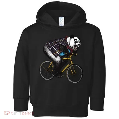 Hipster Panda Riding Bicycle Toddler Hoodie