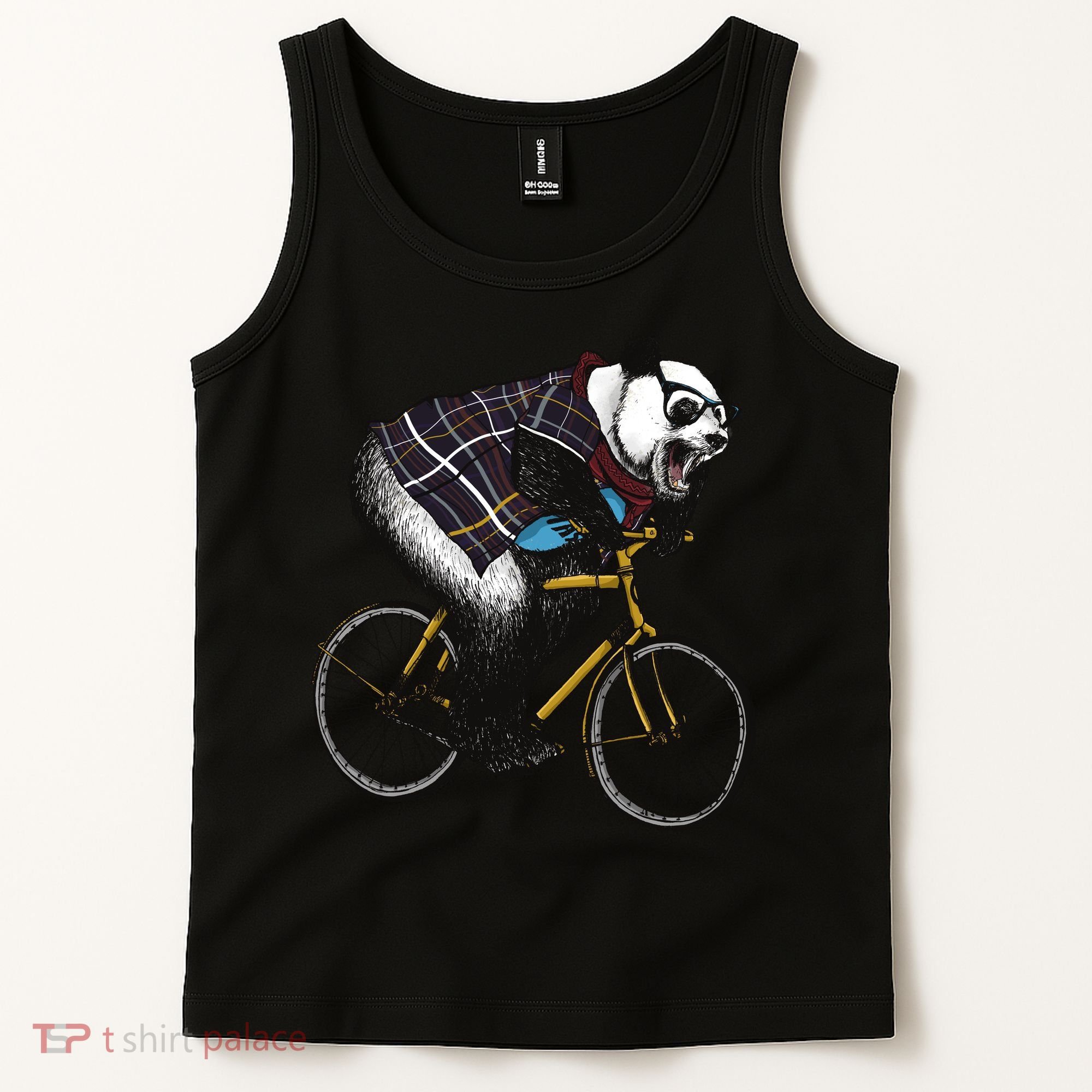 Hipster Panda Riding Bicycle Tank Top
