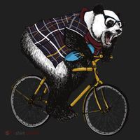 Hipster Panda Riding Bicycle Golf Towel thumb 3