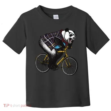 Hipster Panda Riding Bicycle Toddler T-Shirt