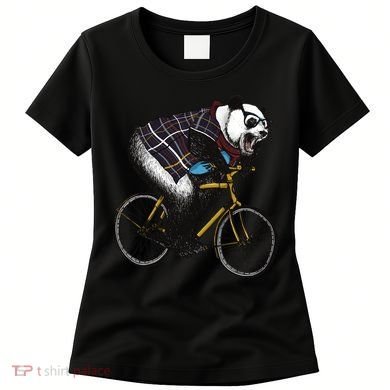 Hipster Panda Riding Bicycle Women's T-Shirt