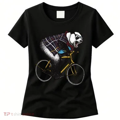 Hipster Panda Riding Bicycle Women's T-Shirt