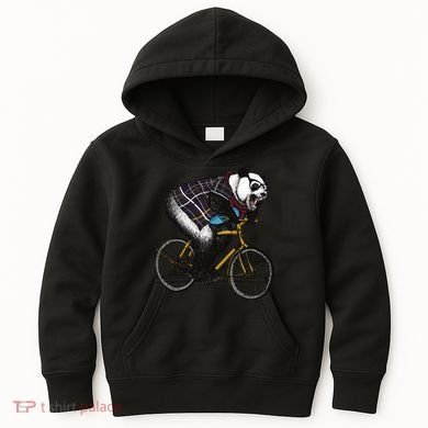 Hipster Panda Riding Bicycle Kids Hoodie
