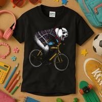 Hipster Panda Riding Bicycle Kids T-Shirt thumb 3