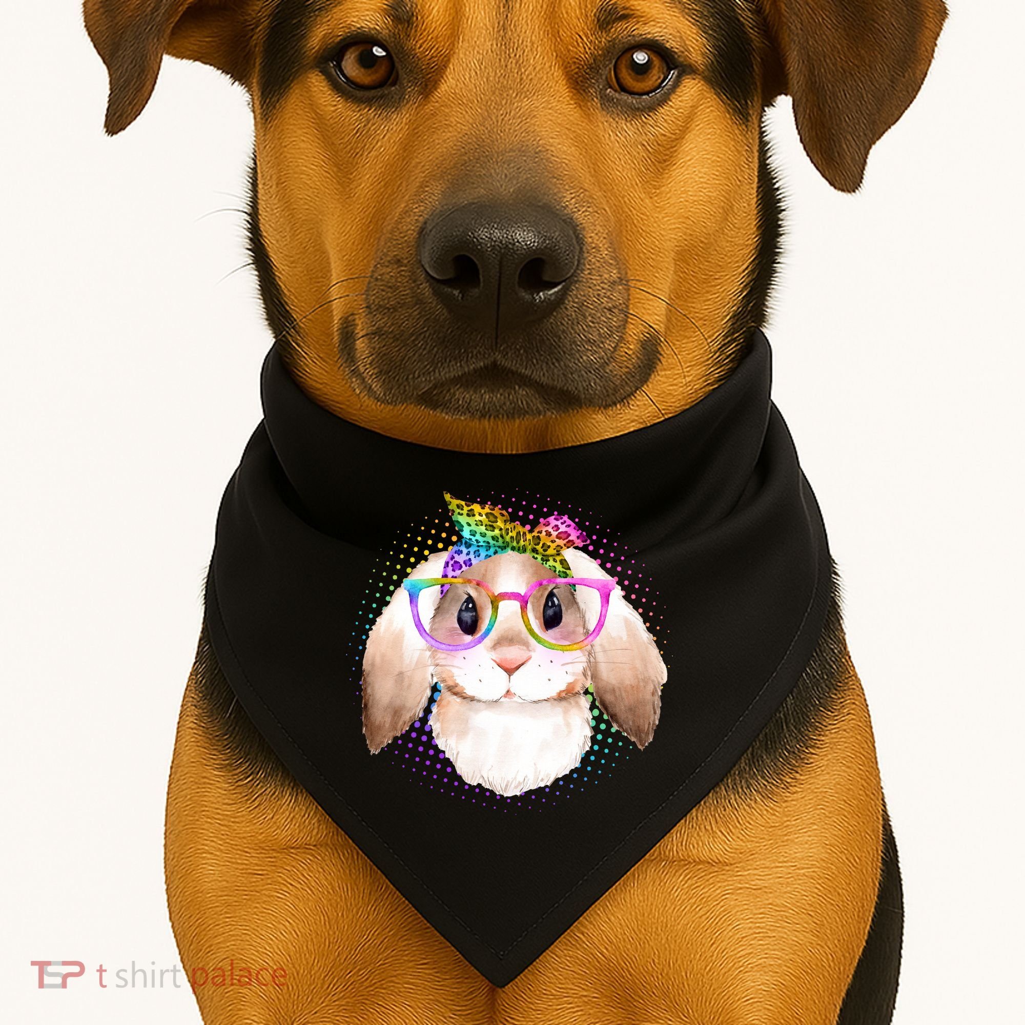 Hipster Rabbit Cute Easter Bunny USA-Made Doggie Bandana