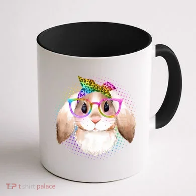 Hipster Rabbit Cute Easter Bunny Coffee Mug back