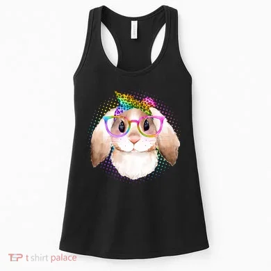 Hipster Rabbit Cute Easter Bunny Women's Tank Top