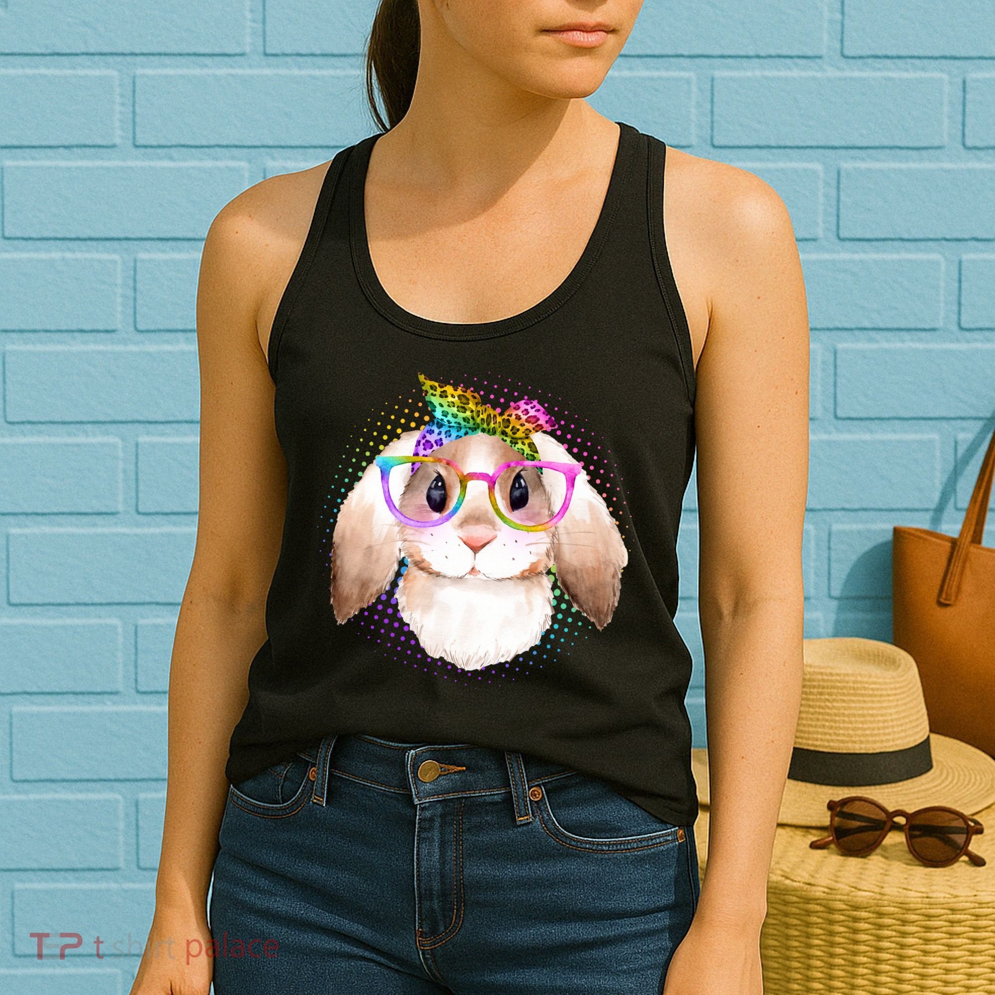 Hipster Rabbit Cute Easter Bunny Women's Tank Top