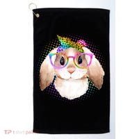 Hipster Rabbit Cute Easter Bunny Golf Towel thumb 0
