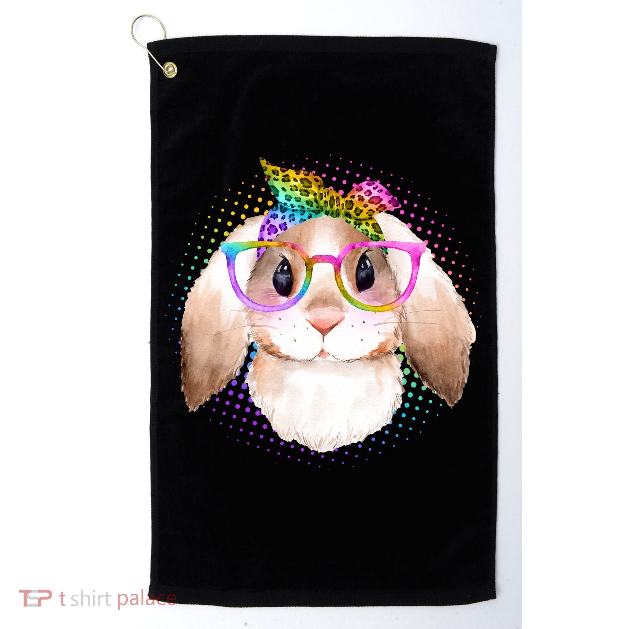 Hipster Rabbit Cute Easter Bunny Golf Towel