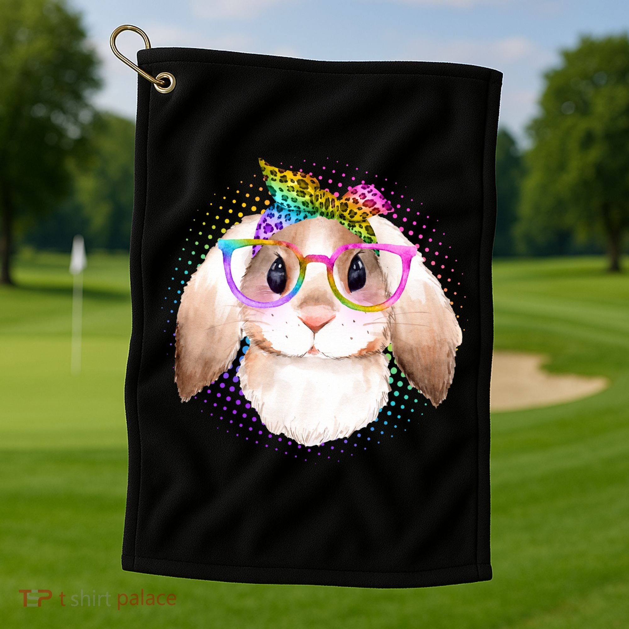 Hipster Rabbit Cute Easter Bunny Golf Towel